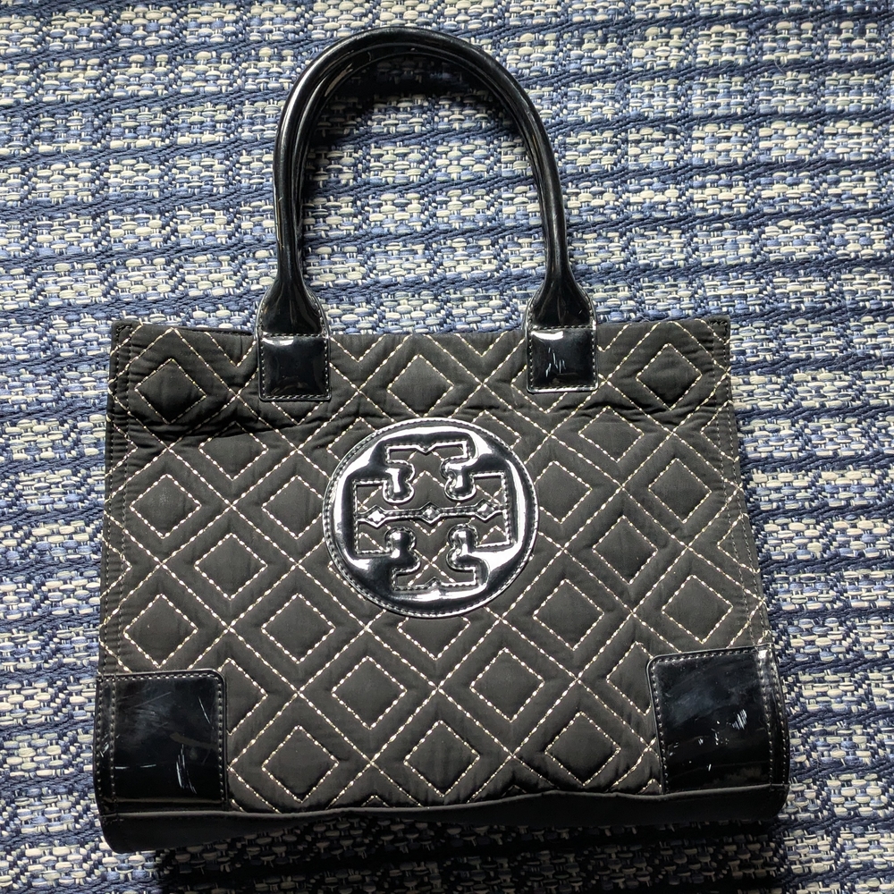 Tory Burch Black Quilted Tote Bag